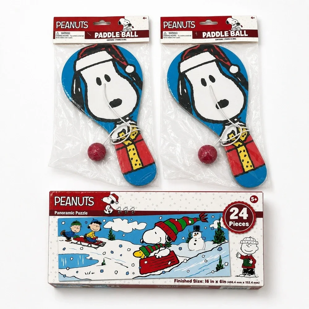 Peanuts Snoopy Activity Set Kids OS Multi Brand New Christmas Puzzle Paddle Ball